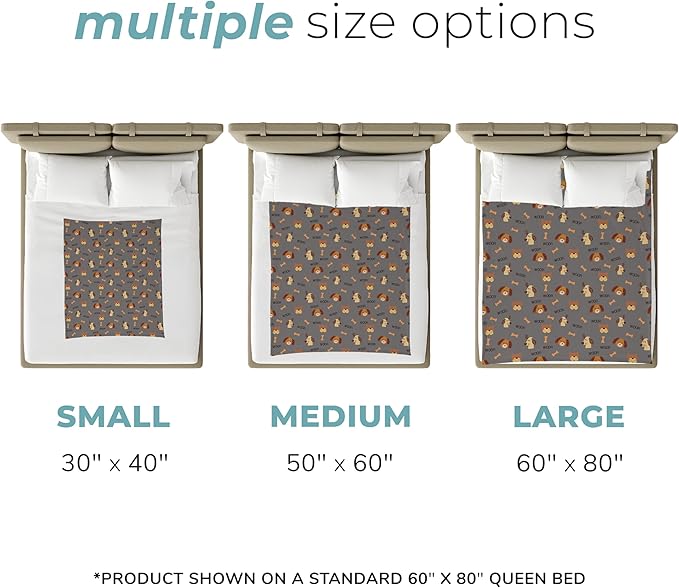 Grey Woof Sherpa Pet Lightweight Blanket - 30" x 40" - Cute for Dogs - Gifts and Puppy Essentials - Printed in America
