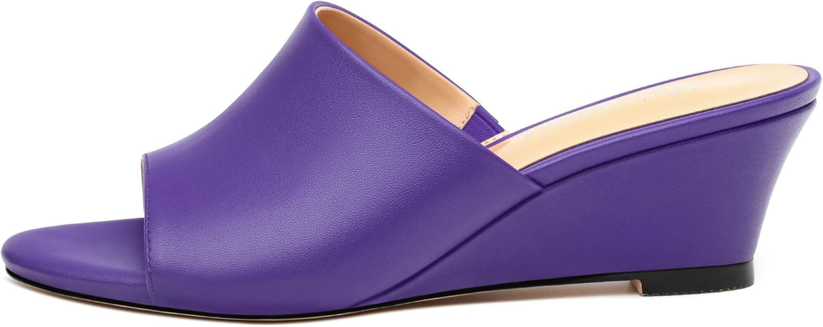 Wedge Sandals for Women Open Toe Wedge Heels Womens Matte High Heel Sandal Round Toe Heeled Wedge Sandals Slip on Casual shoes 2 inch