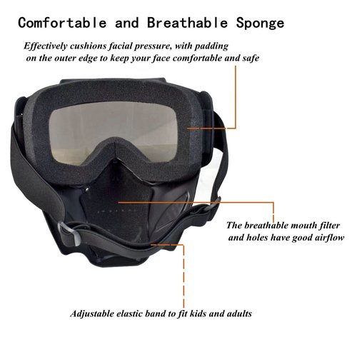 Airsoft Mask Balaclava Full Face and Detachable Anti Fog Airsoft Goggles Military Outdoor Sport CS Tactical Paintball Mask Face Eye Protection Headgear Mask (Blue)