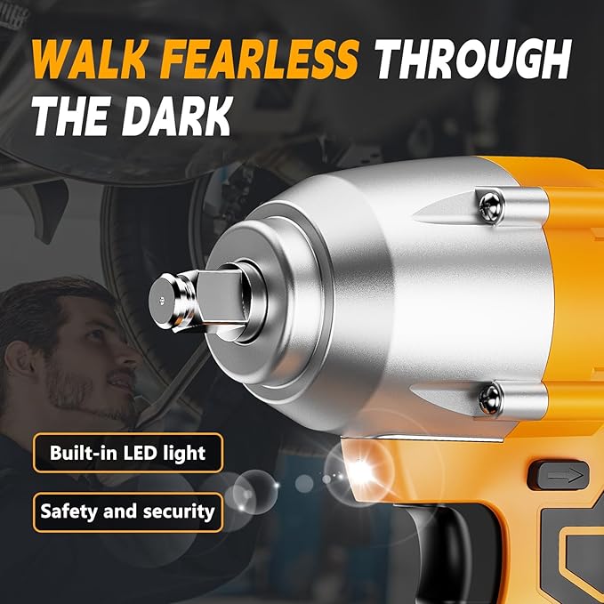 VTEK Brushless Impact Wrench 1/2 Inch Cordless Impact Wrench,Max Torque 700N.m Impact Gun 515 ft-lbs for Car Tiers