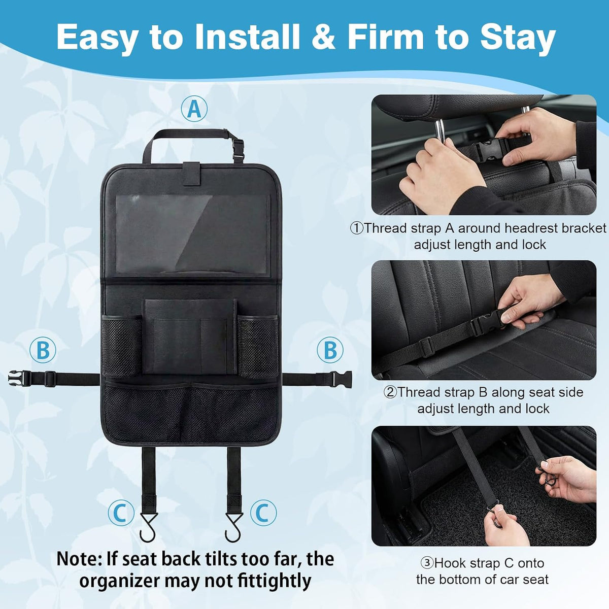 Car Backseat Organizer with Foldable Table Tray & Touchable Tablet Holder
