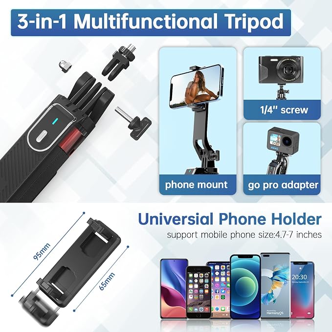 ULANZI MA09 71'' Phone Tripod, Selfie Stick Cell Phone Tripod Stand
