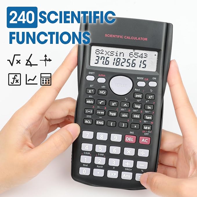 24 Pack Scientific Calculators Bulk, 2-Line Large Screen Display 240 Functions
