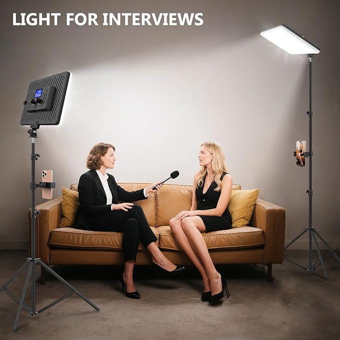 2 Pack Led Video Light Kit, 4000mAh Rechargeable Lithium Battery, Light Panel