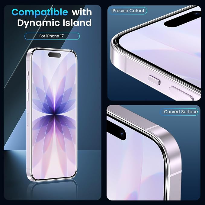 Fotbor Compatible with 3 Pack iPhone 17 Screen Protector With 1 Set Camera Lens