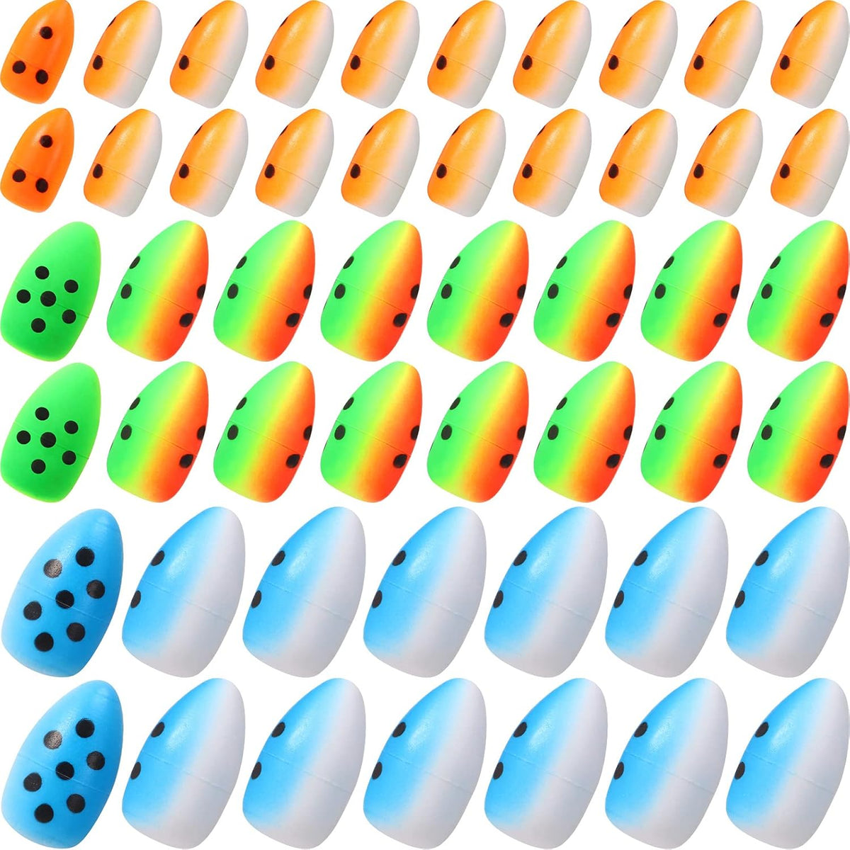 Skylety Foam Floats - 60 Pieces Fishing Rig Indicators for Trout, Catfish & Walleye - Oval Design