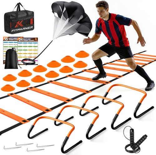 Agility Ladder Set by [Brand Name] - 20ft Speed Ladder with Hurdles, Parachute, Cones & Jump Rope | Enhance Agility & Speed for All Ages