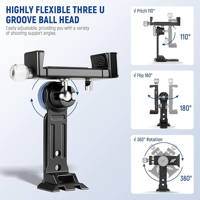 NEEWER Smartphone Tripod Mount Aluminum Alloy, 360° Rotatable Phone Stand