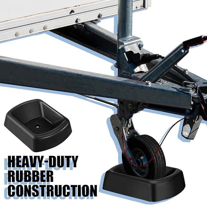 Threehoney 2 Pcs Jack Wheel Chock Rubber Caster Trailer Dock Heavy Duty 6 Inch Stabilizer Single Wheel Stopper Transport for Travel Trailer Cargo Camper Boat Roller Stopper