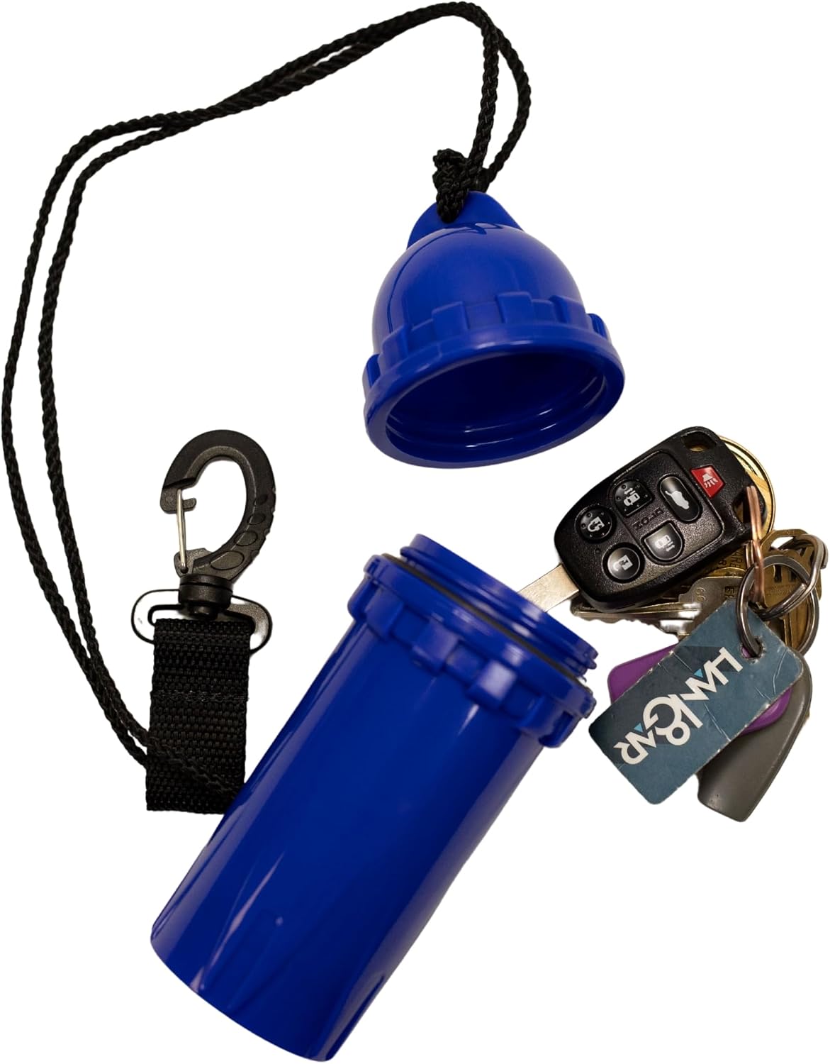 Scuba Choice Cylindrical Dry Box with Clip – Waterproof Storage for Sunglasses, Phones & Keys – Ideal for Scuba Diving & Snorkeling – Blue (5.04” x 2.07”)