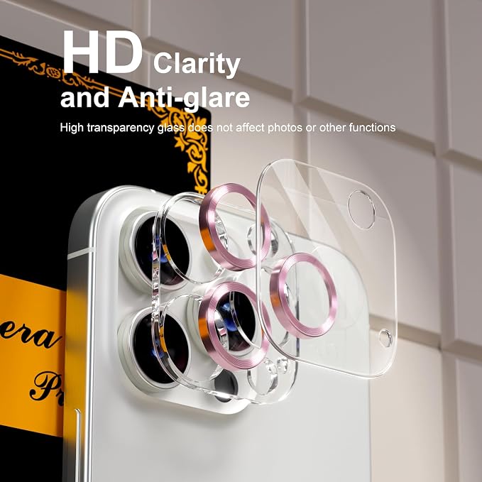for 6 Pack iPhone 15 Pro/iPhone 15 Pro Max Camera Lens Protector 9H Tempered