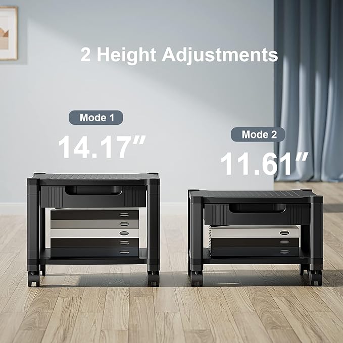 HUANUO Printer Stand with Cable Management and Storage Drawer, Printer Table