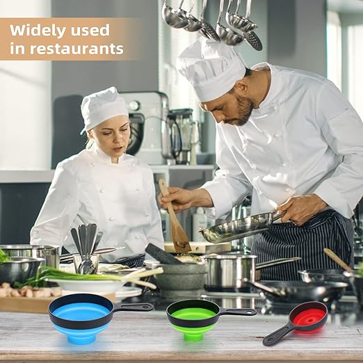 2 Set, 6 Pack Funnels for Filling Bottles, Dokpod Kitchen Funnels for Kitchen Use, Canning Funnel Wide Mouth, Small and Large Collapsible Silicone Funnel Set