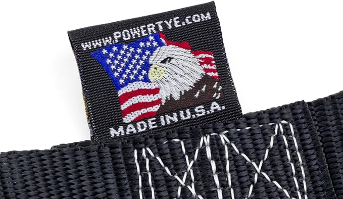 PowerTye 1.5in x 7ft Ergonomic Locking Ratchet Straps with Heavy-Duty S-Hooks - Made in USA - 1,000 lb. Working Load Limit / 3,000 lb. Breaking Strength - Black (Pair)