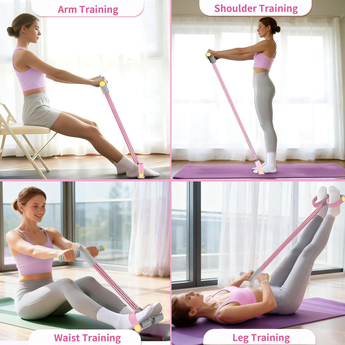 Skiennix Pedal Resistance Bands - Durable 6-Tube Design for Full-Body Workouts | Natural Rubber, Versatile Fitness Tool
