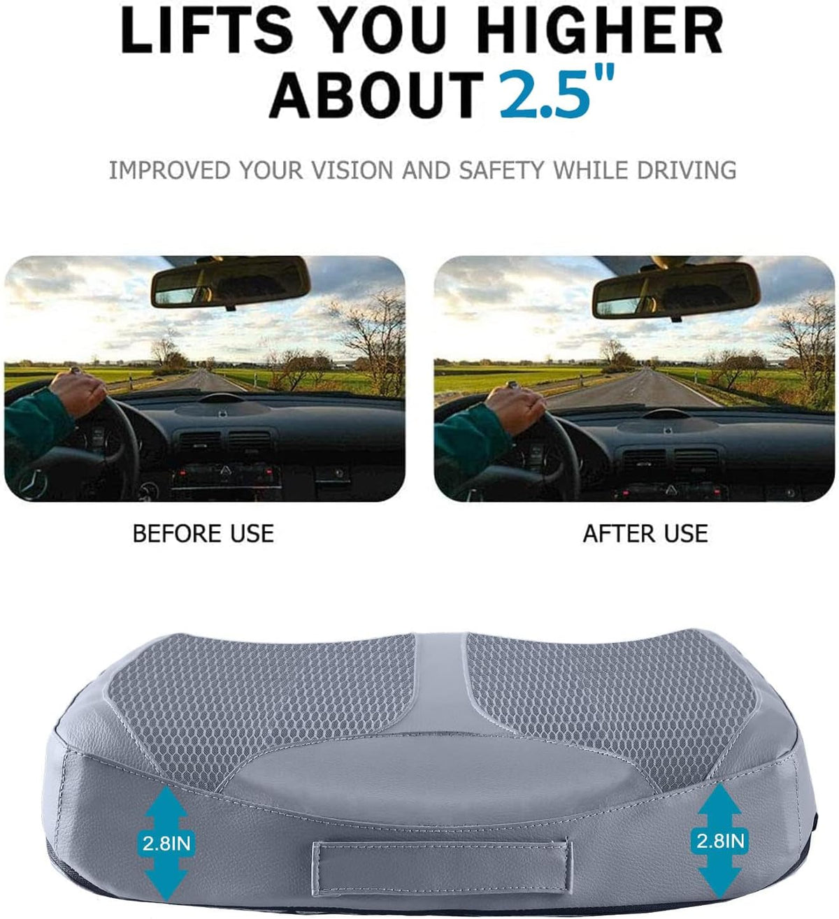 Car Memory Foam Heightening Seat Cushion for Short People Driving