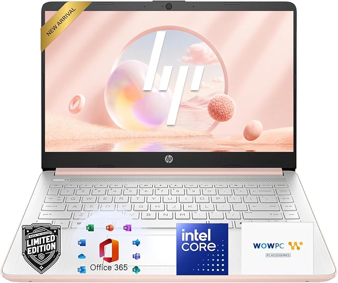 HP 14 Essential Laptop Computer, 2026 Edition, 4GB DDR5 RAM, 128GB SSD, Intel N150 CPU, Long Battery Life, 1TB Cloud Storage, Windows 11 with Microsoft 365