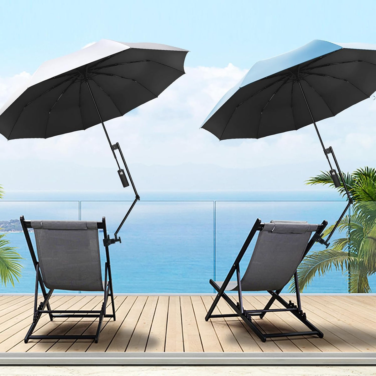 Skiennix UPF 50+ Beach Umbrella - Adjustable Universal Clamp for Ultimate Sun Protection