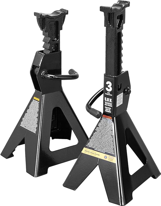 Torin 3 Ton (6,000 LBs) Capacity Steel Jack Stands, 2 Pack, Black, AT43006B