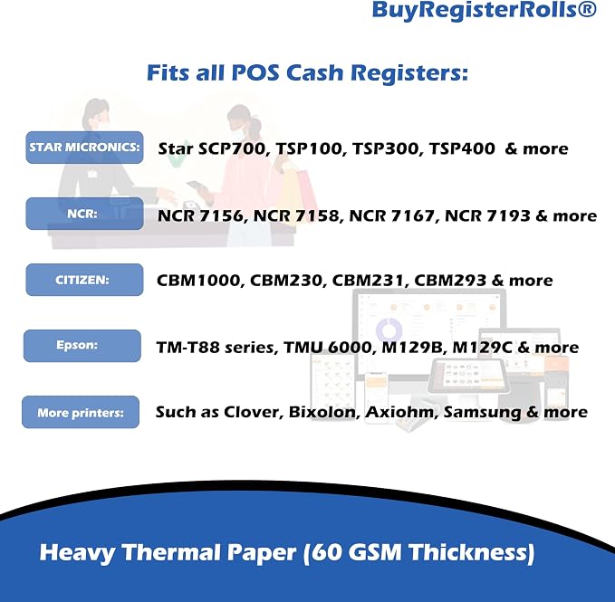 3 1/8 x 230 Yellow Thermal Paper Receipt Rolls fits all Clover POS Cash