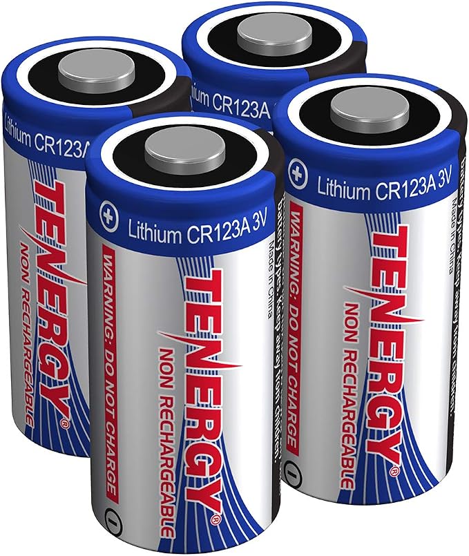 Tenergy 3V CR123A Lithium Battery, High Performance CR123A Cell Batteries PTC