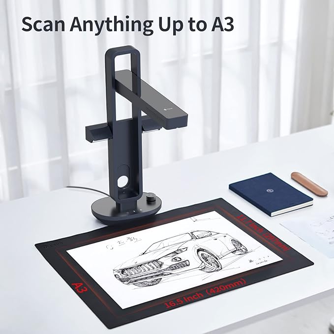 CZUR Aura Pro Book & Document Scanner, Capture A3 & A4, Auto-Flatten & Deskew