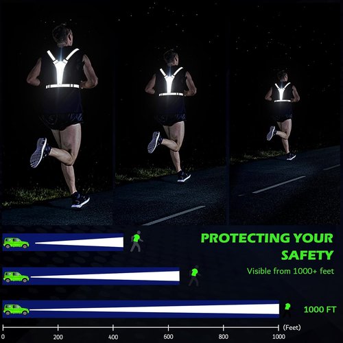 LED Reflective Vest by [Brand Name] - USB Rechargeable Light-Up Running Gear with Phone Holder | Ideal for Night Walks
