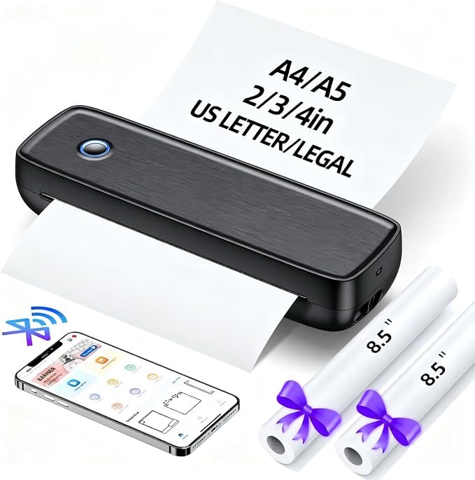 Portable Inkless Printer, Wireless Bluetooth Thermal Printer