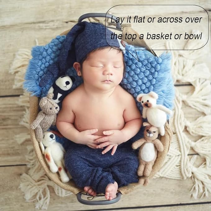 Zeroest Baby Photography Props Basket Braid Wool Wrap Newborn Photo Shoot