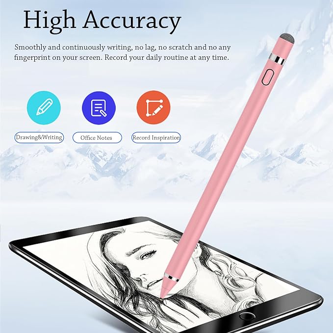 CMARS Active Stylus Pen for Touchscreen, Rechargeable Universal Pencil for iPad