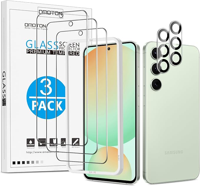 OMOTON 3+2 Pack Screen Protector and Camera Lens Protector