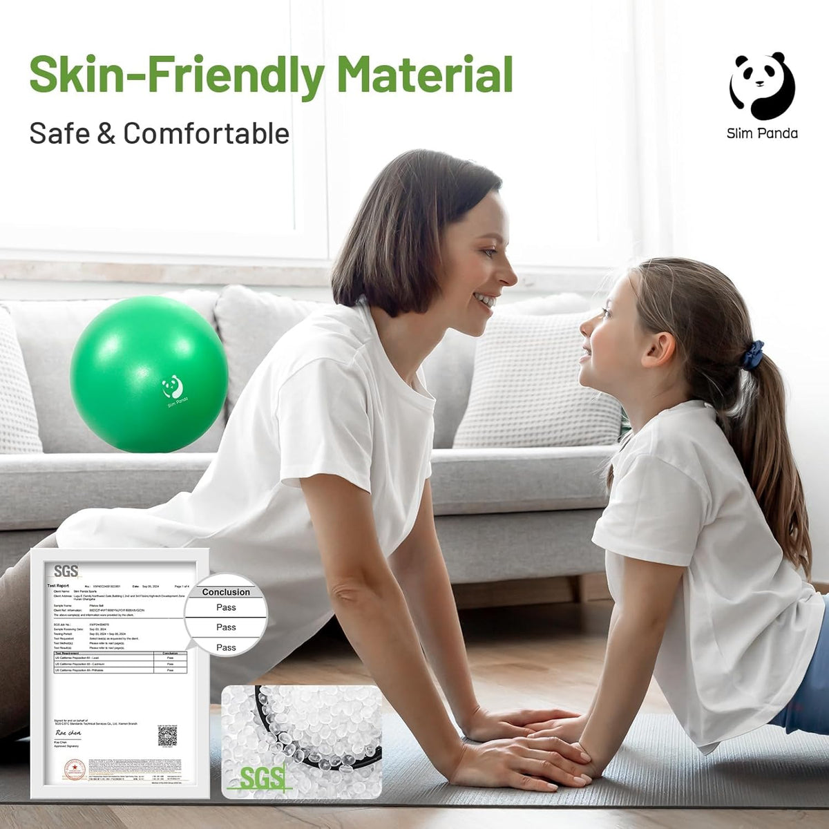 Slim Panda Pilates Ball - 9 Inch Anti-Burst Mini Exercise Ball for Core Strength & Stability