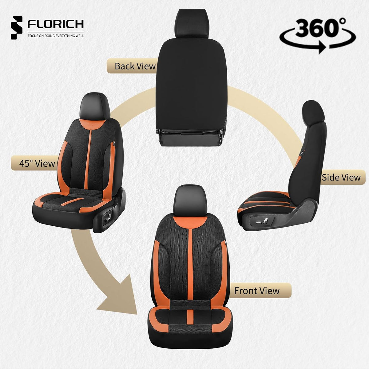 Seat Covers, Car Seat Covers Full Set, Black&Brown Seat Covers for Cars 5 Seats, Breathable Car Seat Protector, Front and Rear Car Seat Cushion, Automotive Seat Covers Universal Fit for Most Cars SUV
