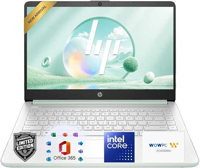 HP 14 inch Essential Laptop Computer, 2026 Edition, 4GB DDR5 RAM, 128GB SSD, Intel N150 CPU, Long Battery Life, 1TB Cloud Storage, Windows 11 with Microsoft 365
