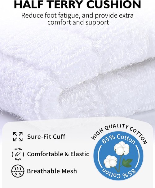 CLOSEMATE Men's Running Socks - Cushioned Ankle Athletic Socks | Breathable Cotton, 6 Pairs