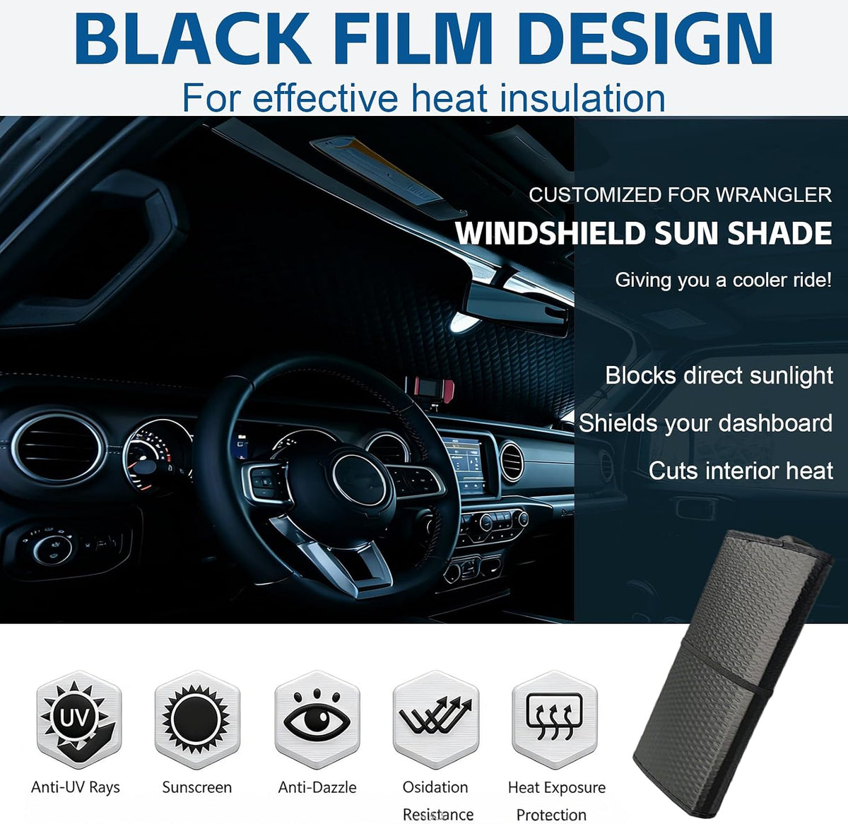 Windshield Sun Shade Fit for Jeep Wrangler TJ JK JL &Gladiator JT 2/4 Door Funny Duck Window Sunshade for UV Rays & Heat Protection Funny Windshield Cover for Wrangler & Gladiator