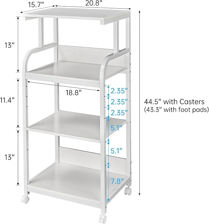 Fannova 4 Tier White Printer Stand Table