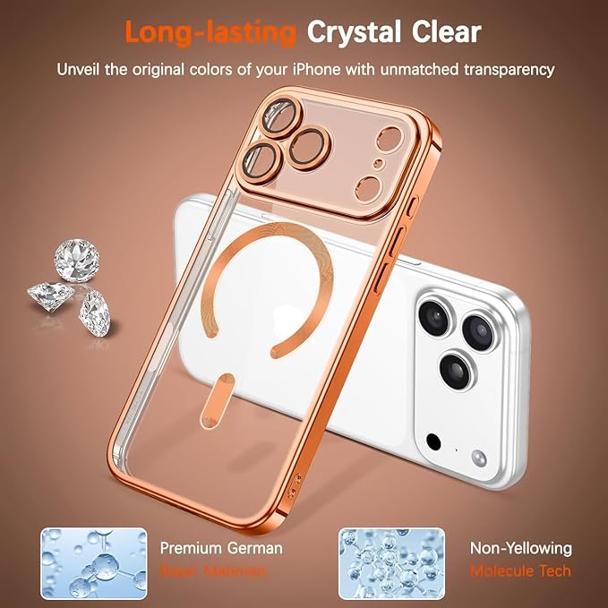 Magnetic Glossy Case for iPhone 17 Pro, iPhone 17Pro Phone Case Slim Clear