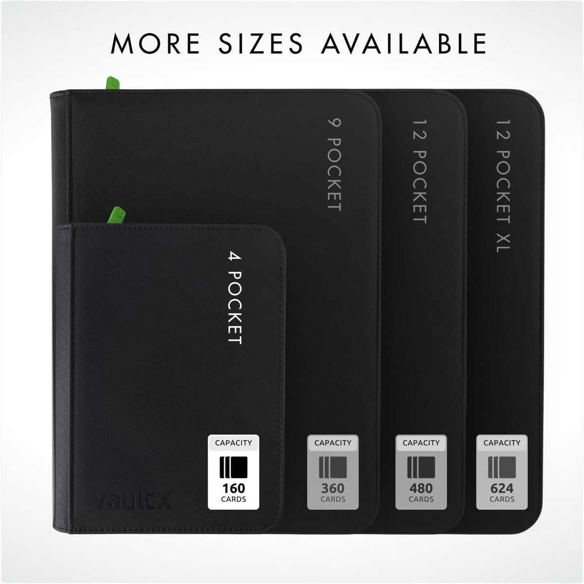 Vault X 4 Pocket Trading Card Zip Binder - Holds 160 Cards | Premium Exo-Tec Material, Black