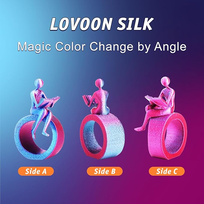 LOVOON 3D Printer Filament Dual Color Sky/Light Blue and Rose Red, PLA Filament