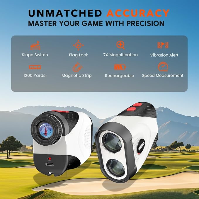 Golf Rangefinder with Slope, 1200 Yards Laser Range Finder Golfing, 7X