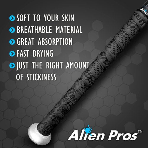 ALIEN PROS Bat Grip Tape - Precut 1.1 mm Pro Feel Replacement for Baseball Bats | 2 or 4 Grips Available
