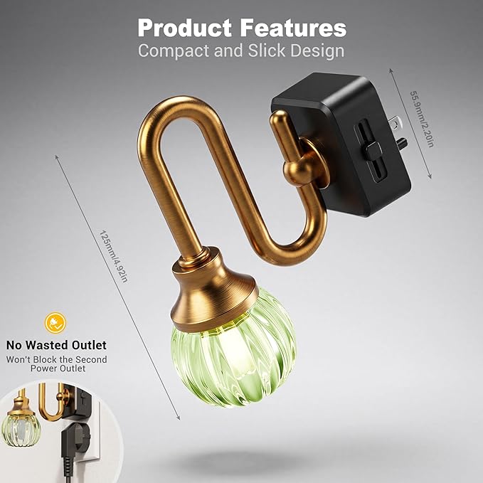 JandCase Night Light, Night Lights Plug into Wall, 0-100 LM Dimmable Nightlights