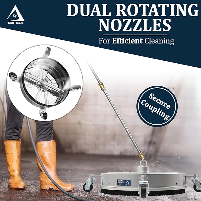 Pressure Washer Accessories Surface Cleaner Attachment 16.5" – Concrete Driveway Pressure Washer Surface Cleaner with Wheels, Stainless Steel Rotating Nozzle, ¼” Quick‑Connect, Up to 4000 PSI