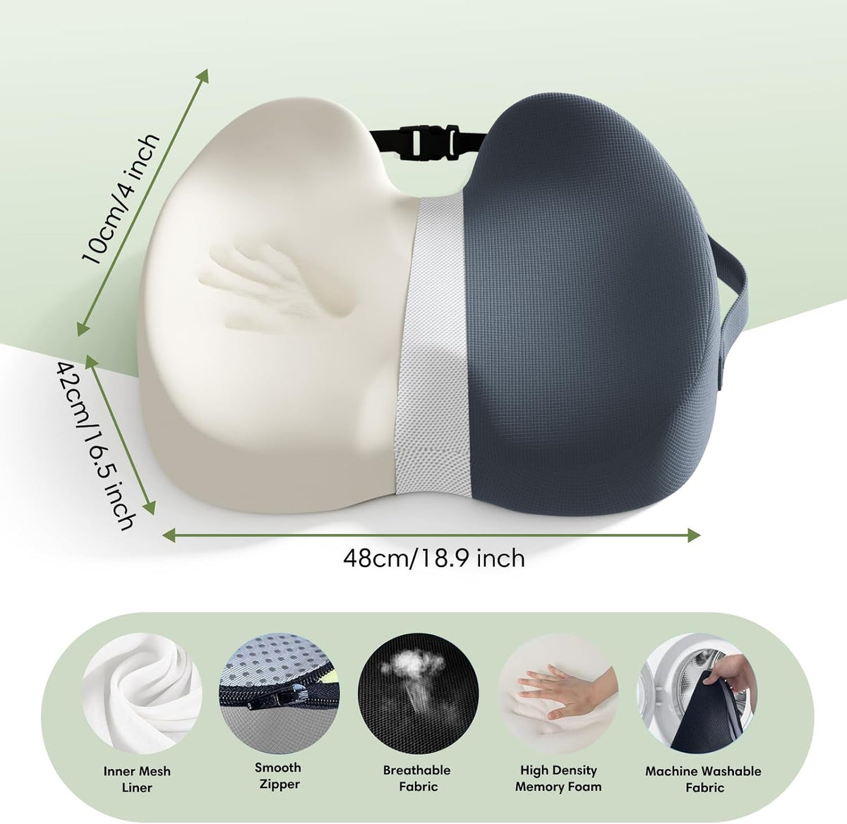 Car Seat Cushion, Memory Foam Seat Cushion for Truck Drivers, Car Seats, Travel & Wheelchair, Sciatica Ease & Tailbone Pain Relief Pillow for Long Sitting Comfort