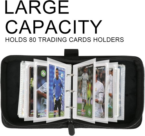 GERMUN Mini Card Binder - Premium 80-Pocket Trading Card Album with 40 Double-Sided Sleeves | Black
