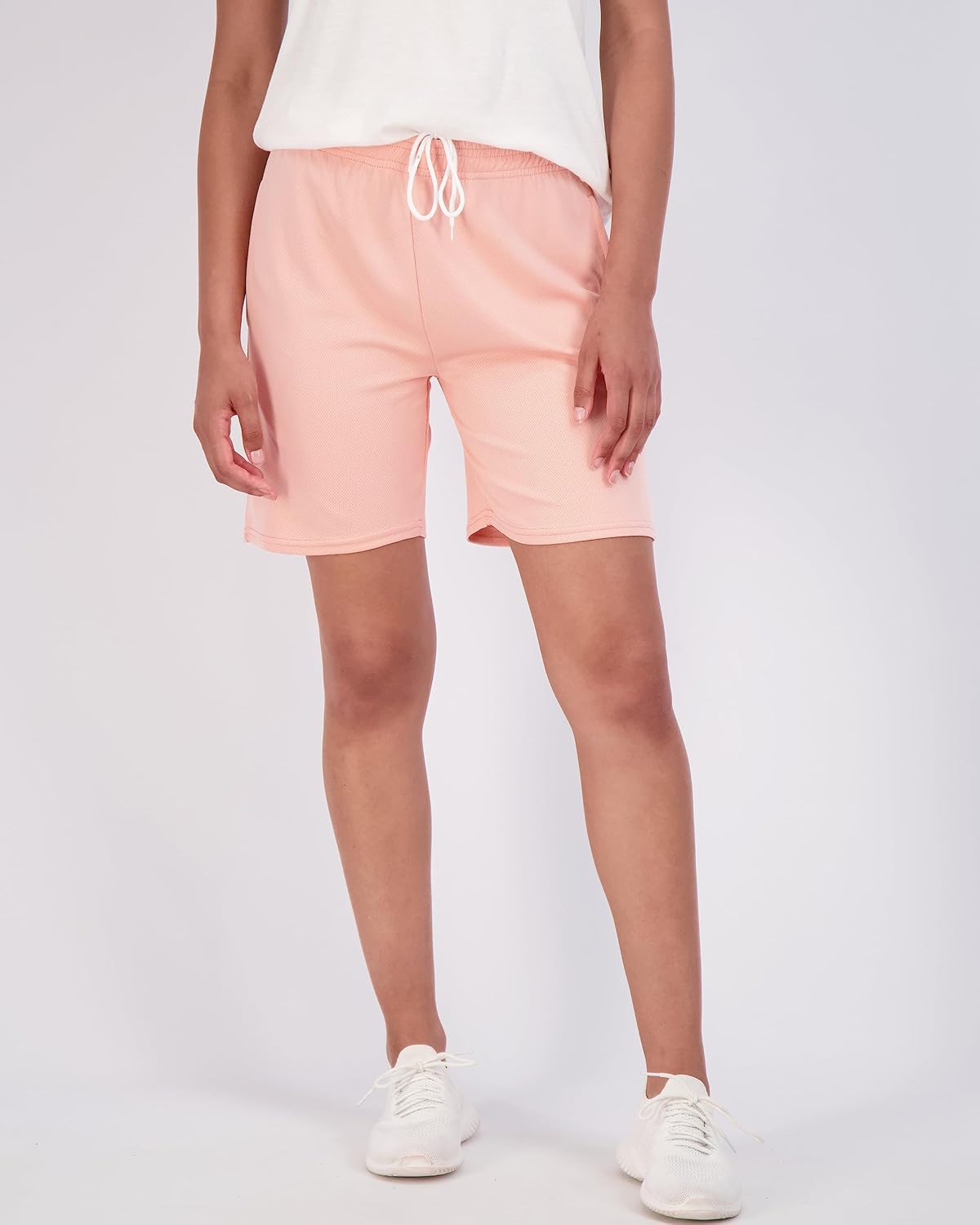 Real Essentials Women's 7" Mesh Bermuda Athletic Shorts - Quick-Dry Workout Shorts with Pockets | Plus Size Available