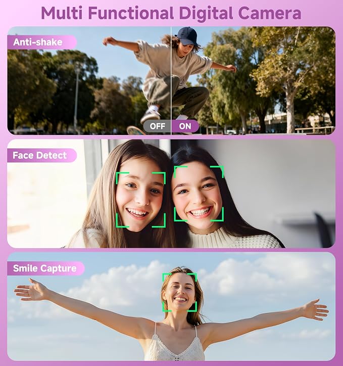 Compact Camera, 56MP Dual-Screen Digital Camera