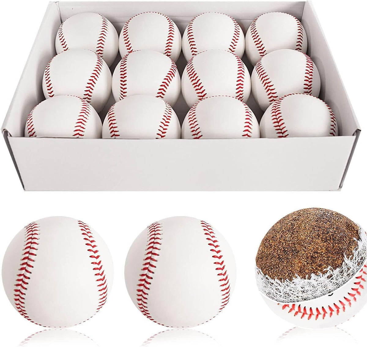 Skiennix Official Size Practice Baseballs - 12 Pack for Youth/Adult Training | Perfect for League Play, Pitching, and Autographs