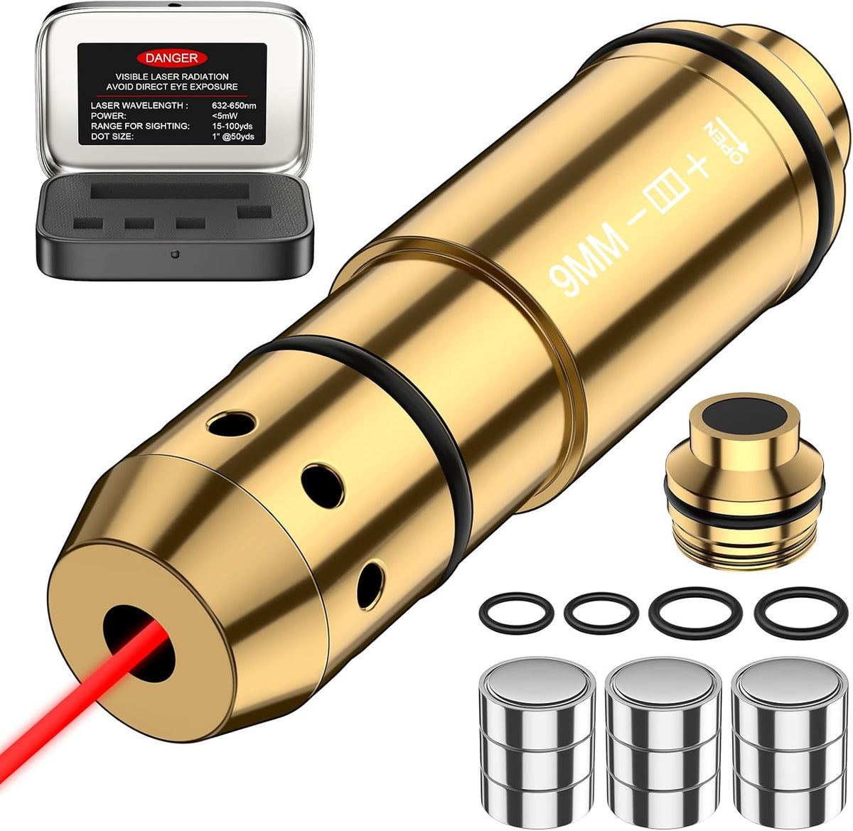 Skiennix 9mm Laser Training Cartridge - Enhance Dry Fire Practice with 3 Batteries Included